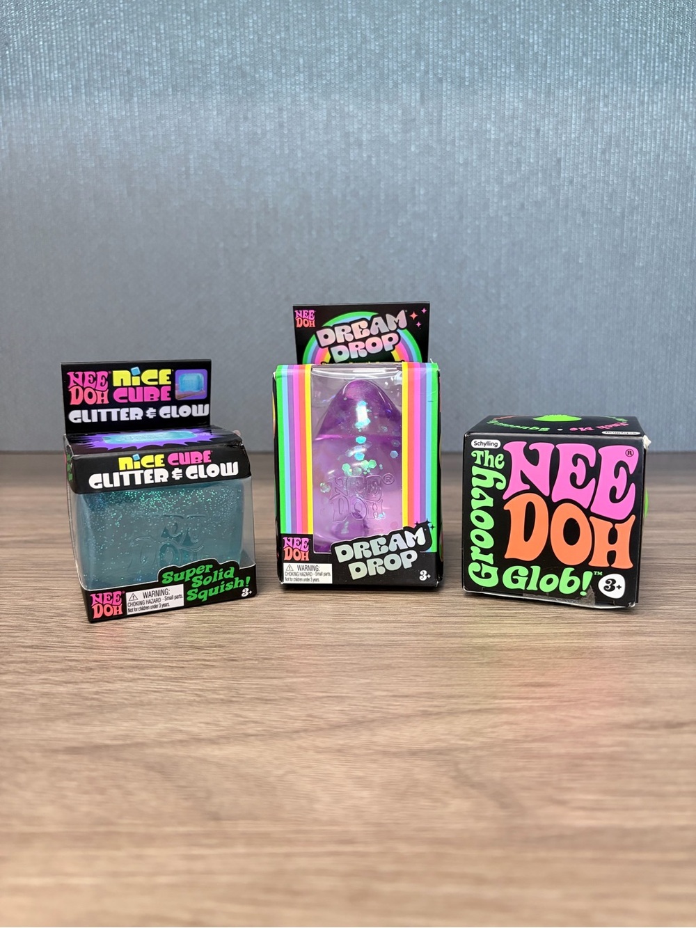 SHIPS TODAY NeeDoh Glitter Cube Dream Drop Groovy Glob Schylling Squishy 3pk